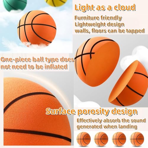 Sprstar Silent Basketball Size 7 (29.5") - 2026 New Upgrade Foam Basketball Arcade Game Indoor | Ball for Quiet Dribbling and Indoor Training,Pro PU Foam Ball – Higher Bounce