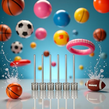 6Pcs Stainless Steel Balls Pumps Inflation Needle Air Inflate Pumps Needle for Basketball Soccer Balls Volleyball Balls Pumps Inflation Needle Basketball Football Air Pumps Accessories
