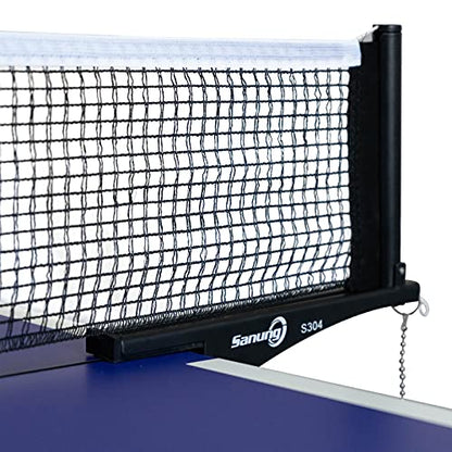 Sanung S304 Portable Table Tennis Net and Post Set Folding Spring Clamp-on with 2 Posts Kit Adjustable Ping Pong Training Mesh Net for Standard 60in Wide Tables Easy Setup