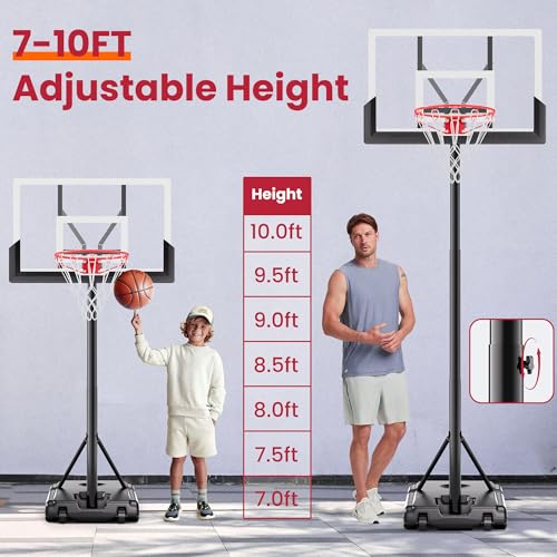 Feelwin Basketball Hoop, Portable Adjustable Height Basketball Goal with Wheels in Driveway, Backyard & Outdoor for Kids Youth and Adults - size: 45in Backboard