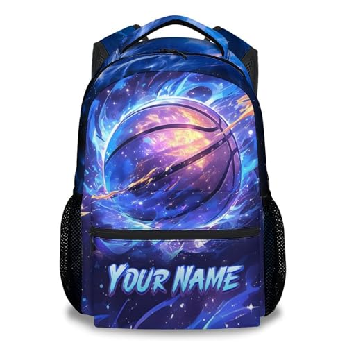 Backpack for Boys, Personalized Basketball Backpacks for Kids, Elementary School Bag for Teens, 17" Custom Bookbag with Name