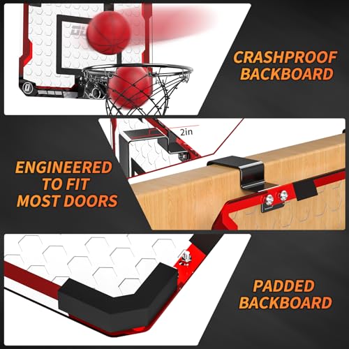 TEMI Indoor Basketball Hoop for Kids, Door Room Basketball Hoop,Mini Basketball Hoop with 4 Balls, Basketball Toys for 3 4 5 6 7 8 9 10 11 12 Year Old Boys