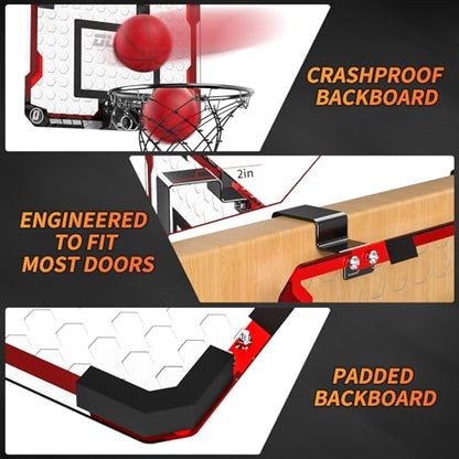 TEMI Indoor Basketball Hoop for Kids, Door Room Basketball Hoop,Mini Basketball Hoop with 4 Balls, Basketball Toys for 3 4 5 6 7 8 9 10 11 12 Year Old Boys