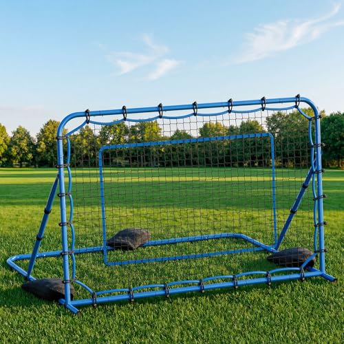 VEVOR Soccer Rebounder Net, Quick-Switch Angle Soccer Goal Rebounder for Control, Passing Practice, Heavy-Duty Iron Frame & PE Net, Easy Setup Ball Training Equipment for Teens&Adults - size: 6x4FT
