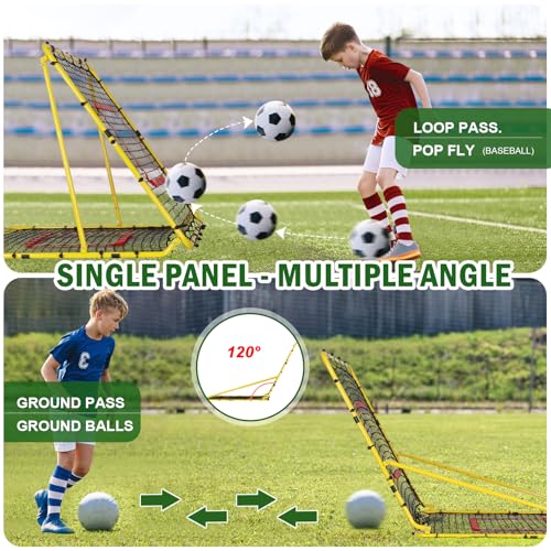 BaseGoal Baseball and Softball Rebounder Net,Baseball Rebounder,Volleyball Rebounder,Pitch Back Net,Multi-Sport Training Rebound Screen,with Pitching Target,Easy Adjustable Angles - size: 47x47 IN, style: Yellow