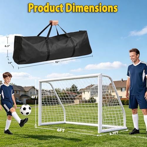 HomGarden Portable Soccer Goal for Backyard,12x6 / 10x6.5 / 8x5ft /6x4 Full Size Soccer Goals for Kids Adults Soccer Net Backyard Soccer Goals - size: 6*4ft