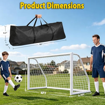 HomGarden Portable Soccer Goal for Backyard,12x6 / 10x6.5 / 8x5ft /6x4 Full Size Soccer Goals for Kids Adults Soccer Net Backyard Soccer Goals - size: 6*4ft