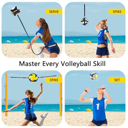 Upgraded Volleyball Training Equipment Aid, Premium Solo Practice Trainer for Serving, Setting, Spiking & Arm Swing, Perfect volleyaball Trainer kit for Beginners & Pro, Perfect Volleyball Gift.