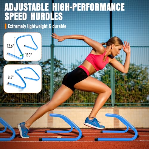 MUROZA Agility Ladder, Agility Speed Training Equipment Set, 20ft Speed Ladder, 12 Soccer Cones, 4 Hurdles, Jump Rope, Running Parachute, Soccer Football Basketball Training Equipment Accessories - color: Blue