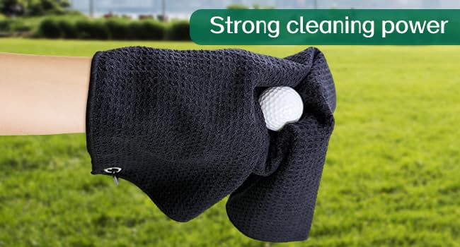 Golf Towel and Golf Club Brush Cleaner Set, 16x16 Inch Premium Microfiber Golf Towel, Golf Club Cleaning Brush with Retractable Clip & Squeeze Water Bottle, Essentials Golf Accessories for Men