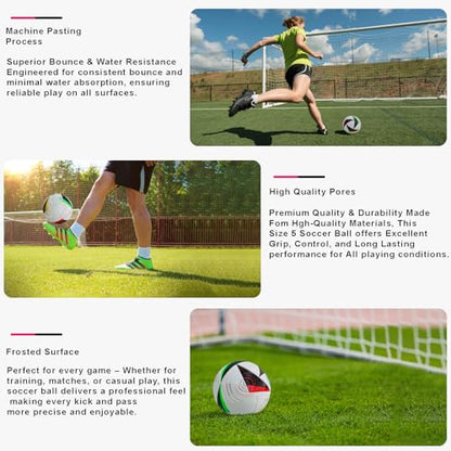Euro Cup Soccer Ball Size 5 – Soft Cover, Perfect for Training & Play, for Soccer Fans & Adults