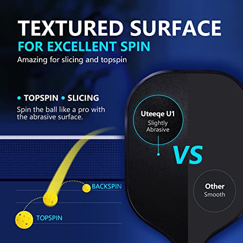 2026 Upgraded Uteeqe Pickleball Paddles Set of 2, Graphite, 14mm Thermoformed One-Mold, Semi-Textured for Extra Grit & Spin, Lightweight, USAPA Approved, Non-Slip, 4.25Inch Grip with Carry Bag & Balls