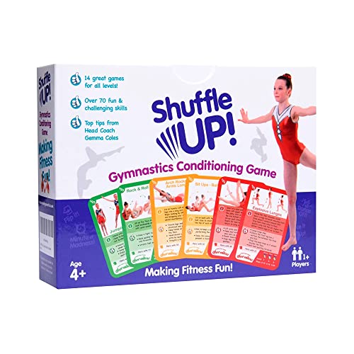 Shuffle Up Gymnastics Card Games - 70+ Fun & Active Skills Cards for Kids, Fitness Cards Develop Fundamentals, Stamina & Strength, Easy to Play for Kids | Multiple Skills Level Card Include 2 Dices - style: Gymnastics Card Games