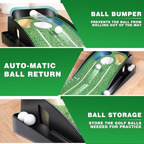 CHAMPKEY Professional Hazard Golf Putting Green Come with Golf Putting Gates and Putting Mirror - Progressive Slope Tech and Noise Reduction Tech Golf Putting Mat - style: LITE Version