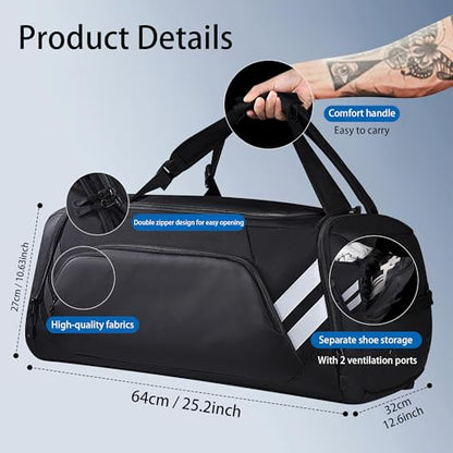 WOLFILIST Men's 58L Large Gym Duffel Bag, Oversized Sports Duffle Bag with Shoe Compartment, Water Resistant Travel Weekender Bag for Gym, Travel, Camping