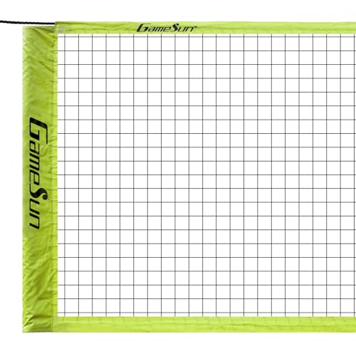Professional Outdoor Volleyball & Badminton Combo Net - 32'x3' Heavy-Duty 21-Ply Polyester with Tarpaulin Tape & Top Cord - All Weather Court Replacement for Schools/Backyards - color: Yellow