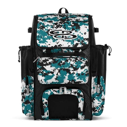 Boombah Superpack Bat Pack - Backpack Version (no wheels) - Holds 4 Bats - Camo Series - Multiple Color Options - color: Black/Teal