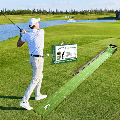 Golf Putting Mat, Practice Golf Putting Green Training Aid for Indoor, Outdoor at Home, Office, Backyard with Putter and Balls 9.84 ft - size: Width: 9.8 in; Length: 9.84 ft