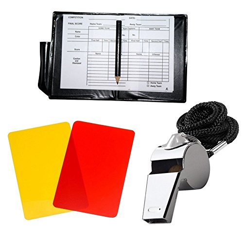 Soccer Kit - Metal Whistle with Referee Cards Set, Referee Cards for Soccer Football, Ideal Referee Kits for Game Sports