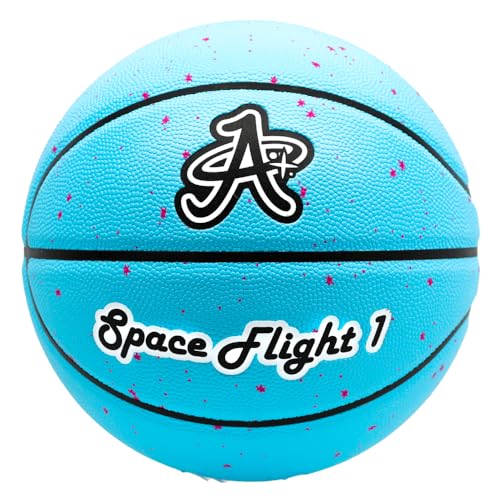Space Flight 1 Official Basketball, Leather Game Ball; Indoor/Outdoor Court, Size 7, 29.5" Adult - color: Neptune Blue