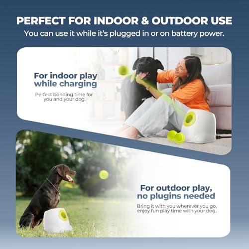 ALL FOR PAWS Automatic Dog Ball Launcher for Medium to Large Dogs, Interactive Tennis Ball Thrower, Rechargeable Dog Toy Mental Stimulation Training Game for Energetic Dogs - size: Max Size