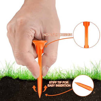 MAZEL Transparent Plastic Golf Tees 8 Pack,Enhanced Durability & Stability Plastic Tees with 5 Prongs,Minimize Friction and Side Spin - color: Deep Orange