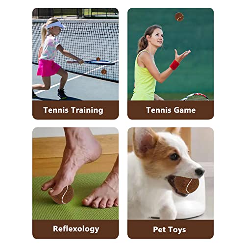 URBEST Tennis Ball 12 Packs Training Tennis Balls Practice Balls for Novice Player, Pet Dog Playing Balls with Mesh Carry Bag - color: Brown