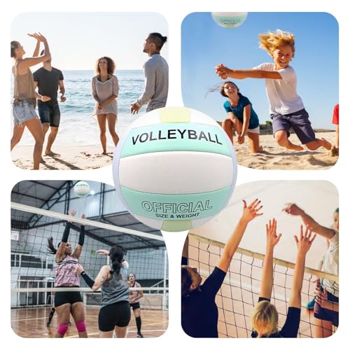 Beach Volleyball - Waterproof Indoor Outdoor Ball, Duraable Pu Leather Soft Volleyball Toy | Long Lasting Sports Training Game for Youth Adults Kids Girls Boys Gym Recreational Play Fun Athletic