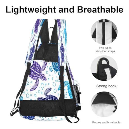 Print Pickleball Backpack Cute Hand Drawn Turtles | Padded 6-Paddle Compartment & Separate Shoe Bag | Multi-Pocket Sports & Gym Backpack for Tennis, Travel, Commute