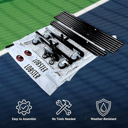 Lobster Sports - Indoor & Outdoor Portable Weatherproof Pickleball Net System with Metal Posts, Official Game Regulation Size, Durable Bag Included