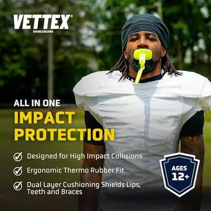 Markwort Vettex Doubleguard Mouthguard for Football, Lacrosse, MMA, Boxing, Braces - Breathable Doubleguard with Lip Protection and Strap, Columbia Blue - color: Columbia Blue