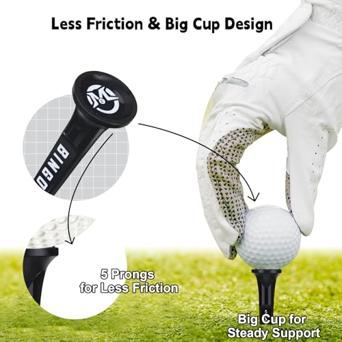 MAZEL Transparent Plastic Golf Tees 8 Pack,Enhanced Durability & Stability Plastic Tees with 5 Prongs,Minimize Friction and Side Spin - color: Black