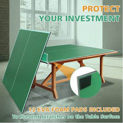 7 * 4ft Portable Ping Pong Table Top, Foldable Ping Pong Table Topper for Pool Table with Net & Premium Foam Padding - color: Green
