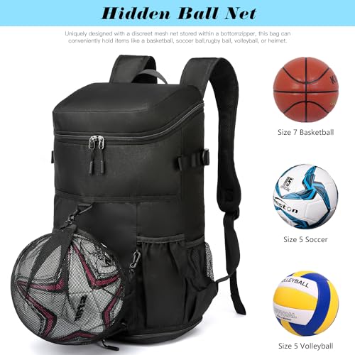 Baseball Backpack Equipment Bag for Adult with 2/4 Bat Holder & Fence Hook Lightweight Mens Softball Bag with Shoes Compartment Coaches Catchers Team Baseball Gear Bags Youth Boys - color: 1 Black
