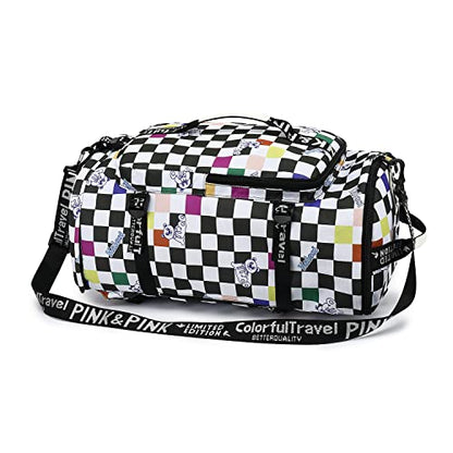 Kalesi Gym Duffle Bag Backpack 4-Way Waterproof with Shoes Compartment for travel Sport Hiking laptop (Checkerboard) - color: Checkerboard