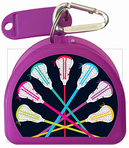 Lacrosse Mouthuard Retainer Case - Lacrosse Sticks (Purple) - color: Purple