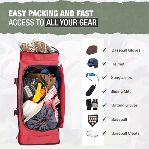 Jetstream Heavy Duty Multi Pocket Durable Sports Gym Equipment Travel Duffel Bag - color: L 32" Red, size: 32IN