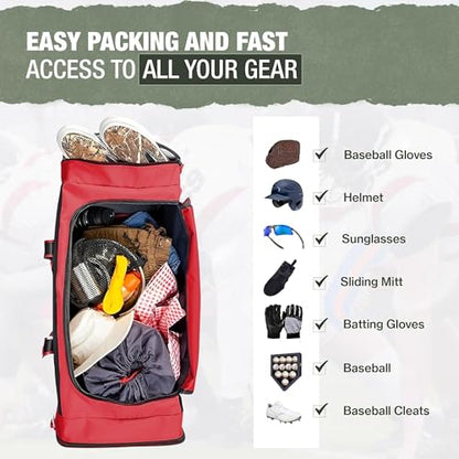 Jetstream Heavy Duty Multi Pocket Durable Sports Gym Equipment Travel Duffel Bag - color: L 32" Red, size: 32IN