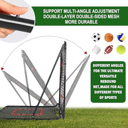 BaseGoal Baseball and Softball Rebounder Net,Baseball Rebounder,Volleyball Rebounder,Pitch Back Net,Multi-Sport Training Rebound Screen,with Pitching Target,Easy Adjustable Angles - size: 47x47 IN, style: Black