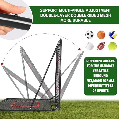 BaseGoal Baseball and Softball Rebounder Net,Baseball Rebounder,Volleyball Rebounder,Pitch Back Net,Multi-Sport Training Rebound Screen,with Pitching Target,Easy Adjustable Angles - size: 47x47 IN, style: Black