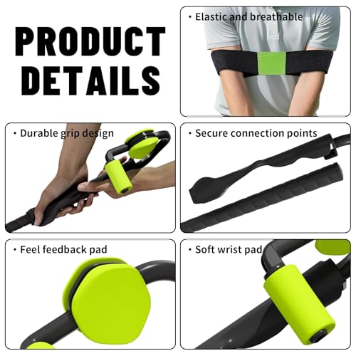 Golf Swing Trainer with Golf Swing Training Aid, Golf Grip Trainer Enhance Grip Strength Precision, Correct Hand Posture, Wrist Trainer Kit with Arm Band for All Golfers