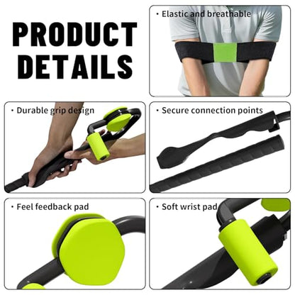 Golf Swing Trainer with Golf Swing Training Aid, Golf Grip Trainer Enhance Grip Strength Precision, Correct Hand Posture, Wrist Trainer Kit with Arm Band for All Golfers