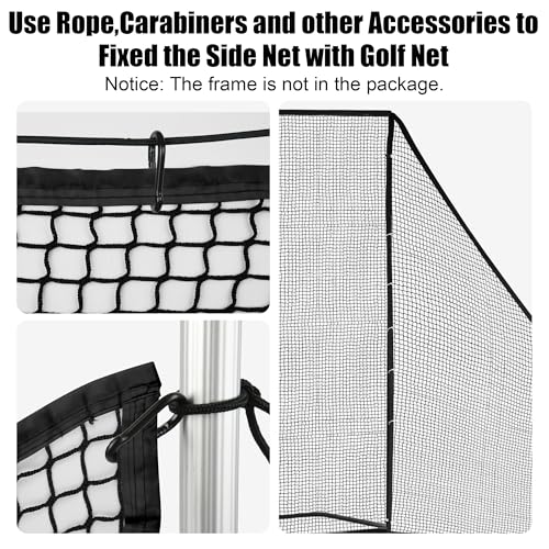 6-10ft 1/2PCS Nylon Side Net Golf Accessory with 1 Sang Bag, Easy to Install Side Net for Golf Nets and Simulator Premium Sports Net Hitting Nets (Red/Black) - style: Black-7x10ft 1Pcs