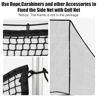 6-10ft 1/2PCS Nylon Side Net Golf Accessory with 1 Sang Bag, Easy to Install Side Net for Golf Nets and Simulator Premium Sports Net Hitting Nets (Red/Black) - style: Black-7x10ft 1Pcs