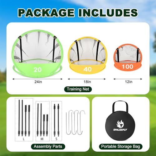 Golf Chipping Net Pop-Up Practice Nets with 3 Targets for Indoor Outdoor Backyard Golf Training Game