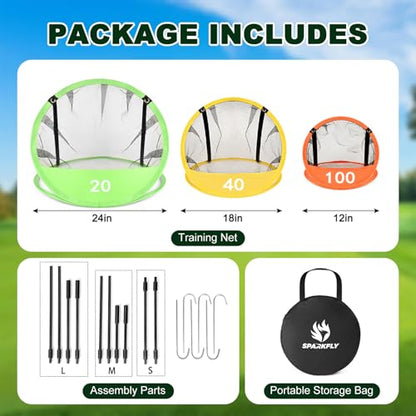 Golf Chipping Net Pop-Up Practice Nets with 3 Targets for Indoor Outdoor Backyard Golf Training Game
