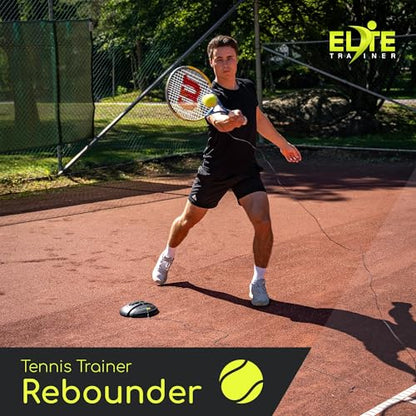 Tennis Rebound Ball Set | Solo Practice Rebounder, No Filling Required, Heavy Duty Power Base | 3 Balls with String, Drawstring Bag | Training Equipment for Any Skill Level
