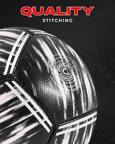 Kura Soccer Ball – Professional Training Soccer Ball for Grass Fields – Durable TPU Machine Stitched Soccer Balls – Sizes 3, 4 & 5 – Outdoor Practice & Match Play - size: 5, style: Black/White