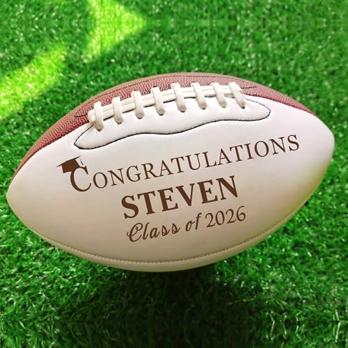 EDSG Custom Football Groomsmen Gifts 2026 Graduation Gifts for Him High School Personalized Footballs Junior Footballs Class of 2026 Full 12-Inch Football Gifts for Coach Dad Fan Birthday - color: Design 8
