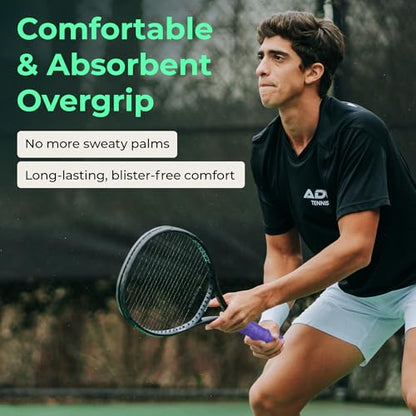 ADV Dry Tennis Overgrip Tape - 3, 6, 12, 30, 60 Pack - FeltTac Tennis Racket Grip Tape - Ultra Absorbent Tennis Grip Tape - Comfort Tennis Racket Grips - Tennis Grips Overgrip - color: 12-Pack Purple